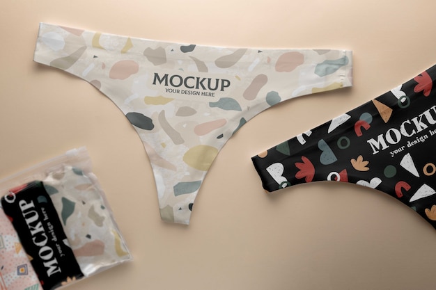 PSD women lingerie mockup flat lay