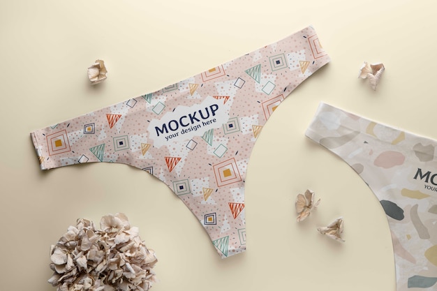 PSD women lingerie mockup top view