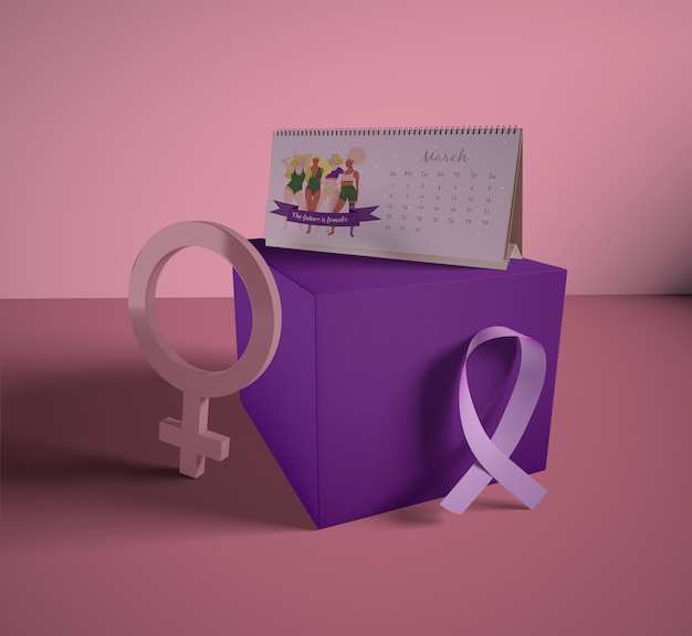 Women's day calendar with mock-up