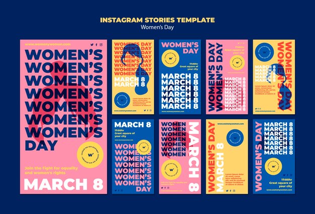 PSD women's day celebration instagram stories collection