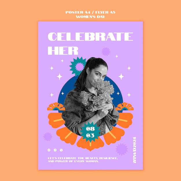 PSD women's day celebration poster template