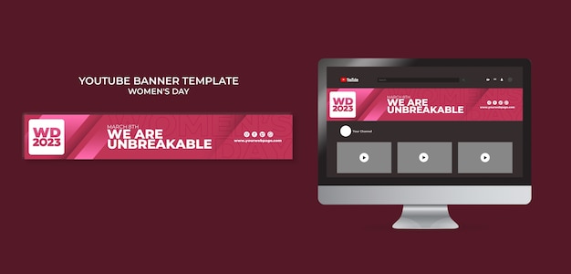 PSD women's day celebration youtube banner template