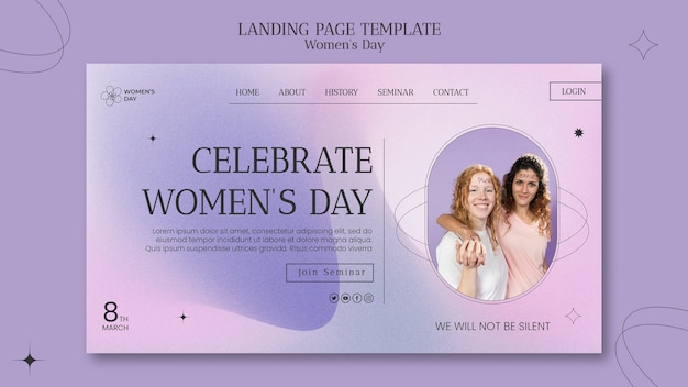 女性の日のランディングページのデザインテンプレート