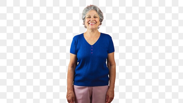Women's Day Smiling Mature Woman Pointing Isolated on Orange Background