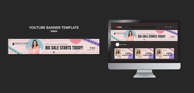 PSD women's fashion sale youtube banner template