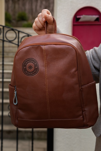 Women's real leather handbag mock-up