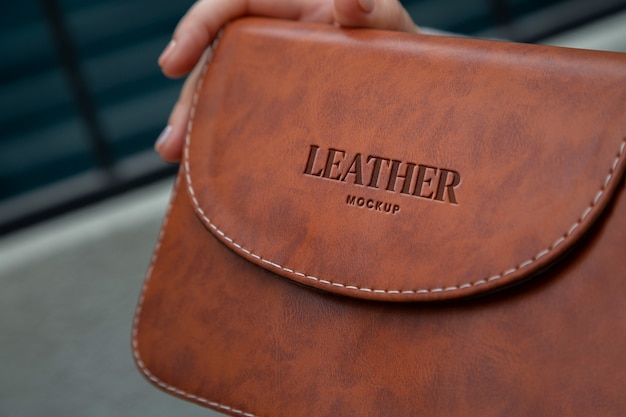 women's real leather handbag mock-up