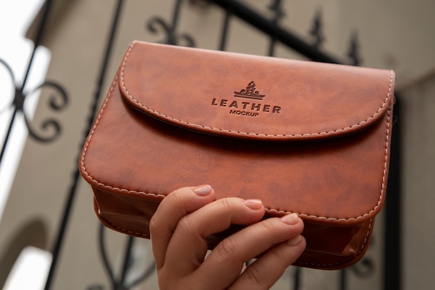 women's real leather handbag mock-up