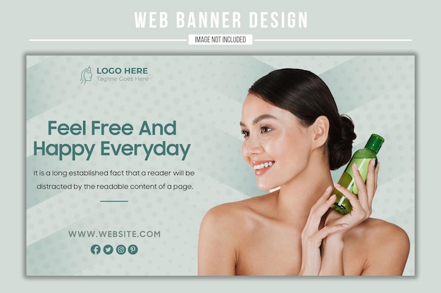 PSD women's skincare salon offers promotional web page banner design