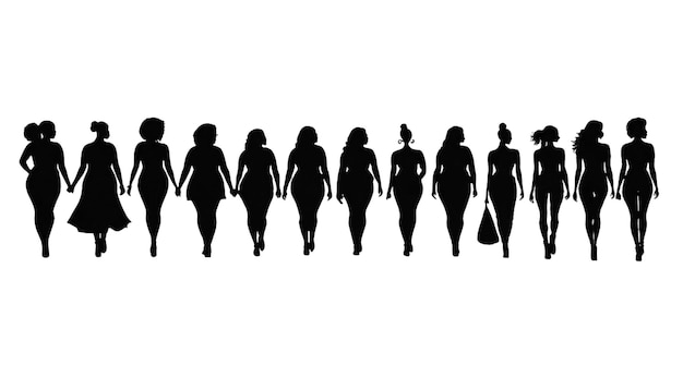 PSD silhouette femminile del mondo unita nella diversità, festa della donna