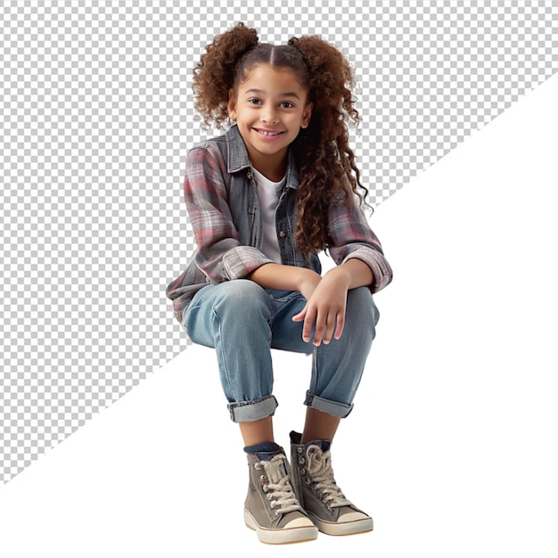 PSD women sit on chair on transparent background