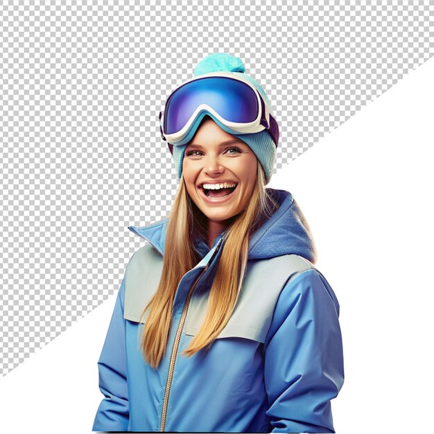 Women in snowboarder suit on transparent background