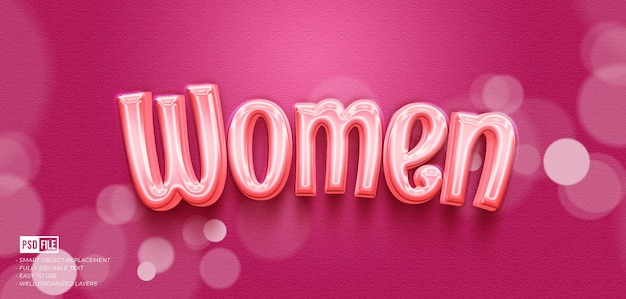 women text glossy editable 3d style text effect