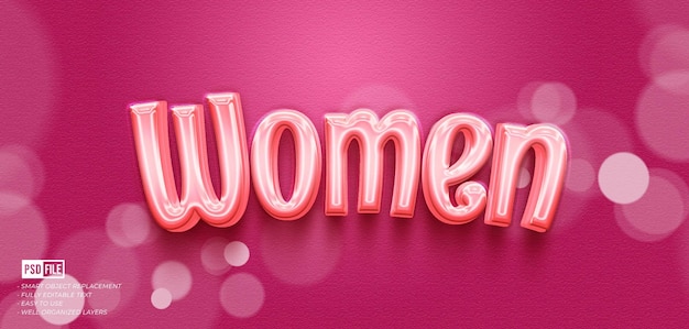 Women text glossy editable 3D style text effect