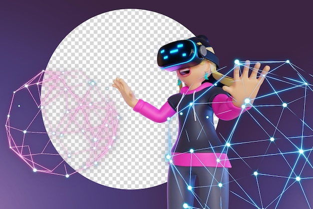 PSD women wearing vr are connecting the world of metaverse world