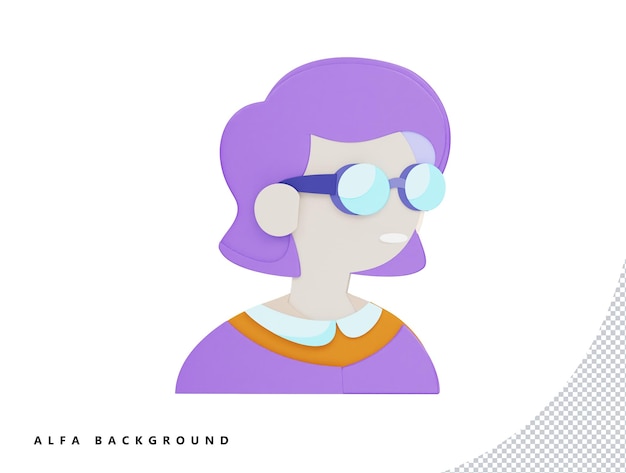 Women with sunglass 3d vector icon cartoon minimal style