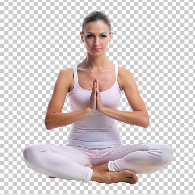 PSD a women in yoga pose on transparent background