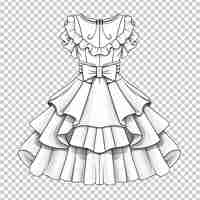 PSD women39s dress ruffles fashion flat sketch vector illustration cad technical drawing flat drawing template mockup