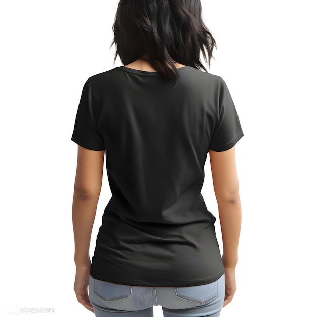 PSD womens blank black t shirt isolated on white background with clipping path