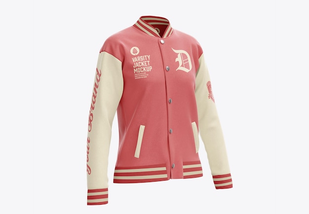 PSD womens bomber jacket with buttons mockup