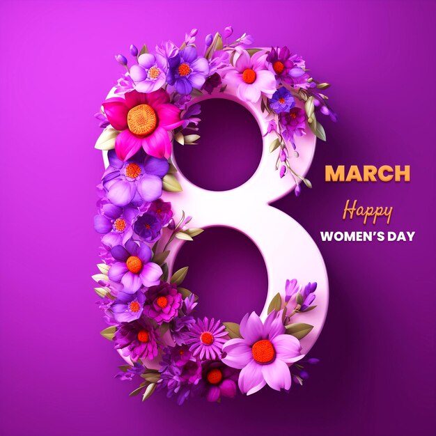 PSD womens day 08 march greeting card design template