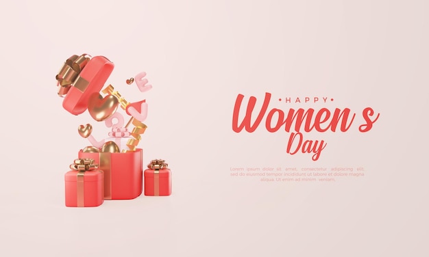 Womens day 3d rendering realistic design