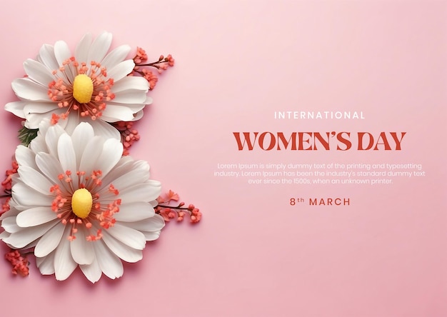 PSD 女性の日キャンバスミモザの花の装飾ソーシャルメディア投稿テンプレート