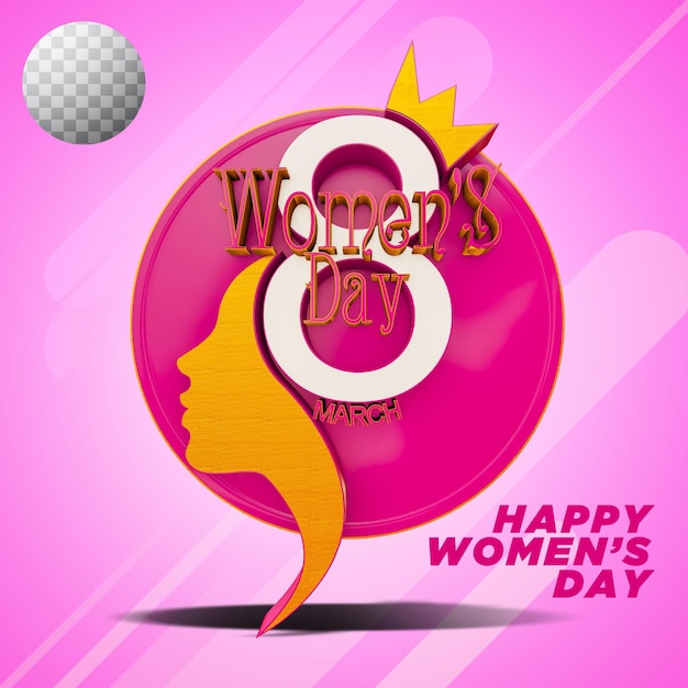 Womens day design in 3d rendered with transparent background