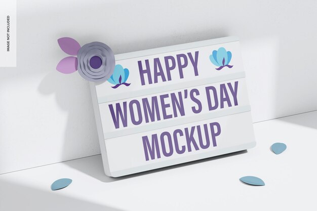 womens day led sign mockup, leaned