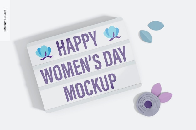 womens day led sign mockup, top view