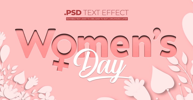 Womens Day Paper Cut Text Style Effect