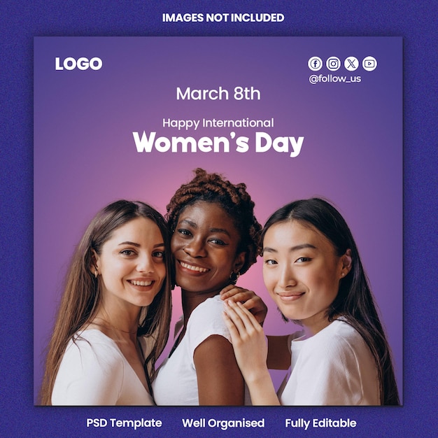 Womens day social media instagram flyer design template