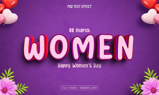 Womens Day Text Effect PSD woman's day text effect premium psd