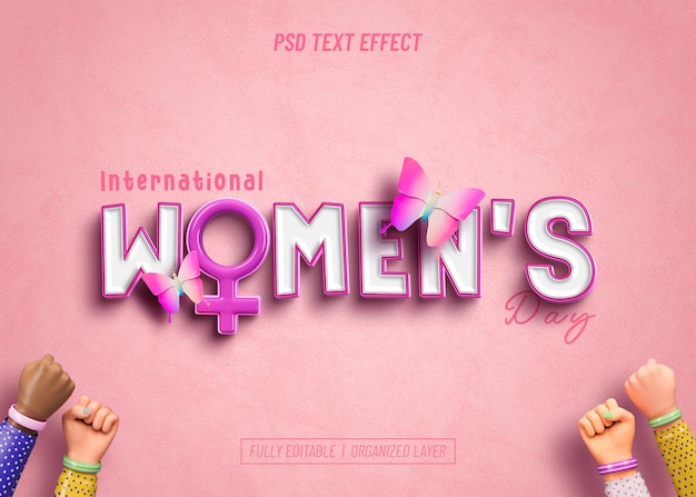 Womens Day Text Effect PSD woman's day text effect premium psd