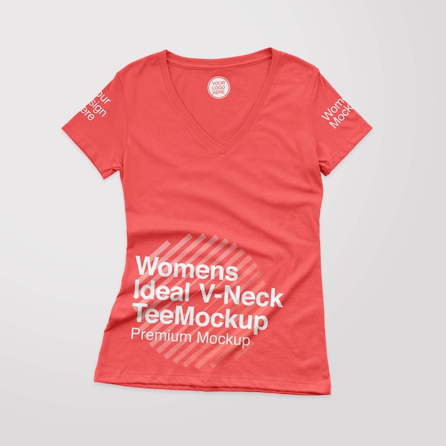 PSD womens ideal vneck tee front mockup