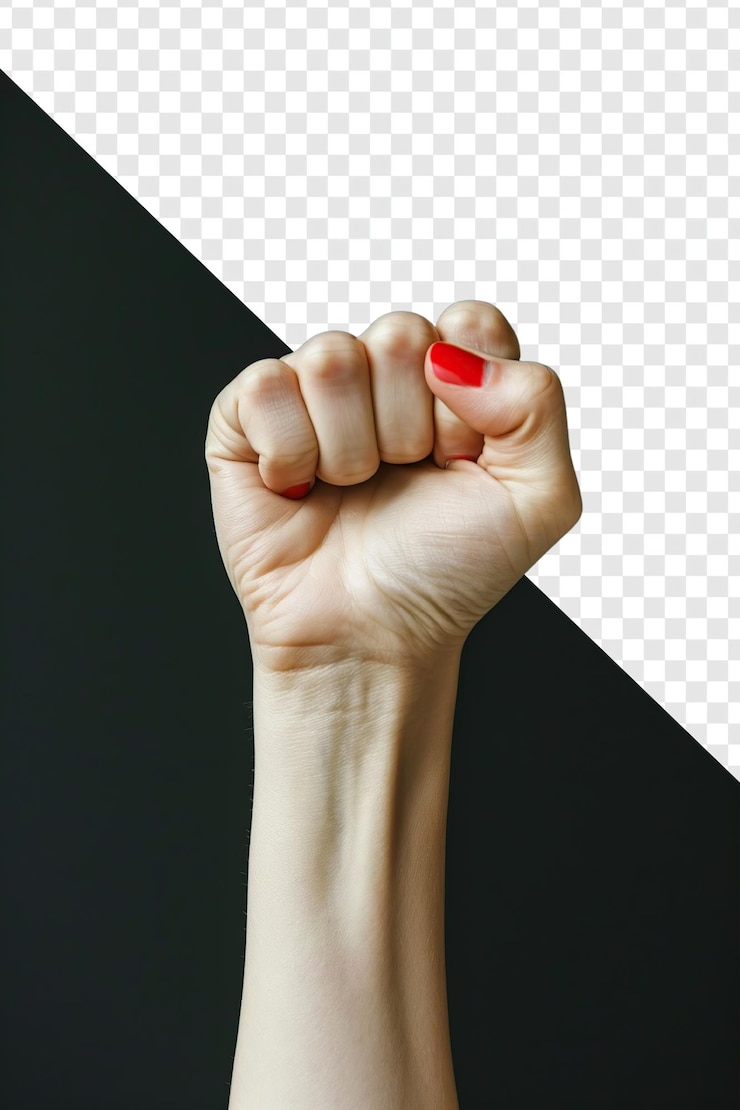 PSD womens raised fists for feminist movement minimalist focus