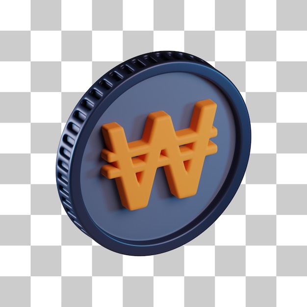 Won coin currency 3d icon