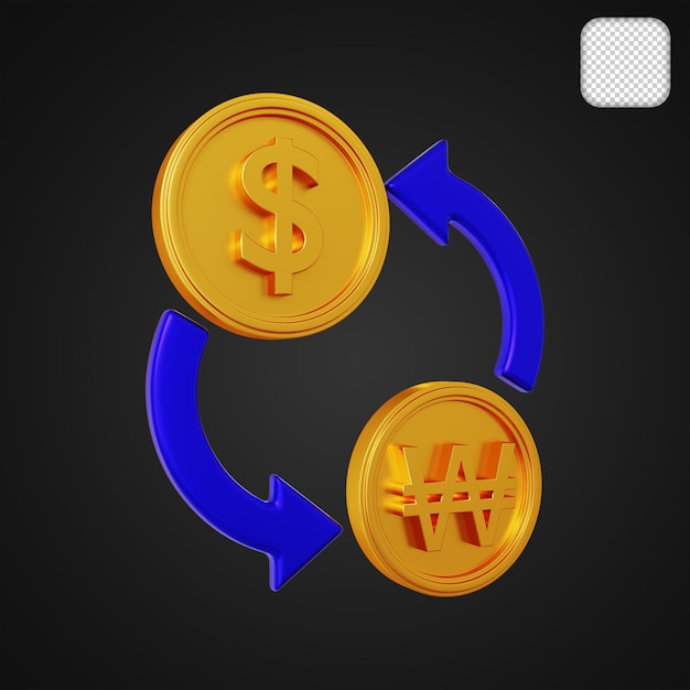 PSD won currency exchange 3d illustration