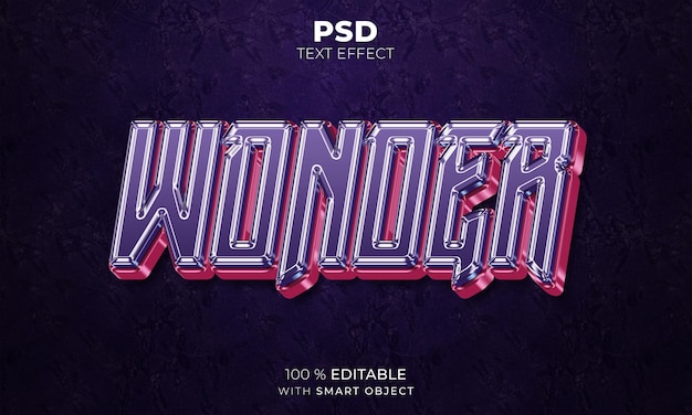 PSD wonder 3d bewerkbaar teksteffect