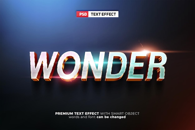 Wonder Hero Filmy Kinowy Odważny Szablon Makiety Z Edytowalnym Efektem Tekstowym 3d