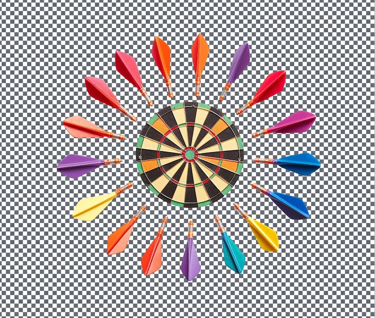 PSD wonderful carnival games dart sets geïsoleerd op een transparante achtergrond