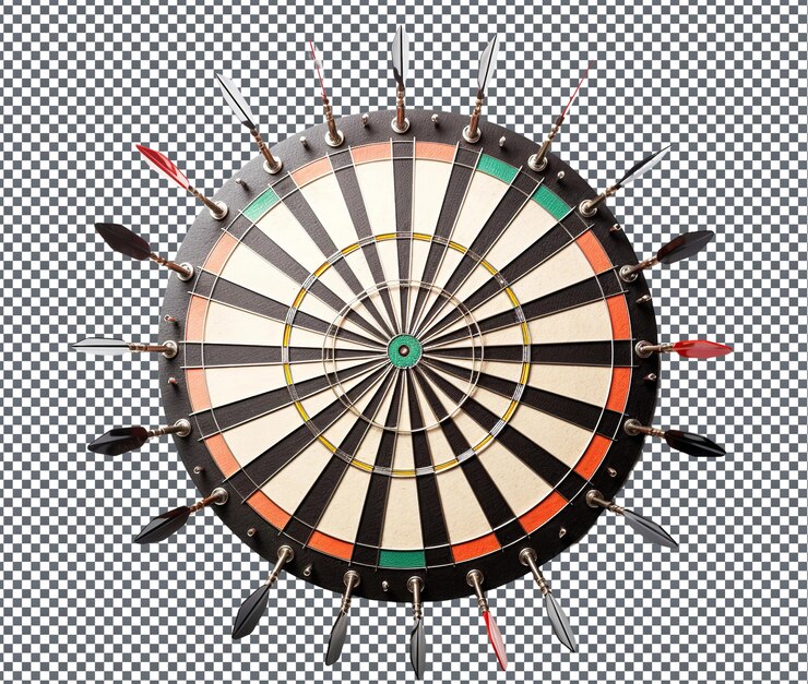 PSD wonderful carnival games dart sets isolated on transparent background