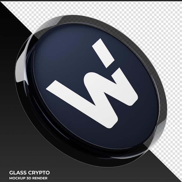 PSD woo network woo glass crypto coin ilustracja 3d