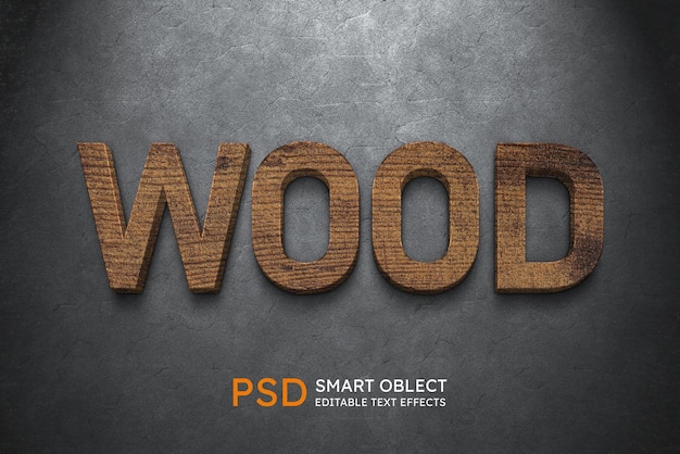 ウッド 3D テキスト エディテーブル ウッド ロゴ モックアップ PSD
