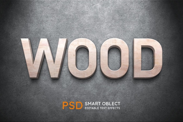 PSD wood 3d text editable wood logo mockup psd