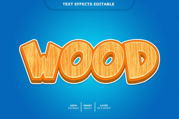 Wood 3d text effect editable