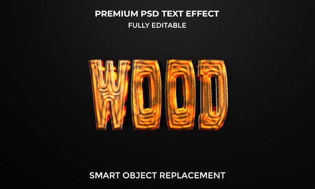 PSD stili di effetto testo 3d in legno