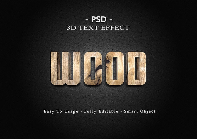 Wood 3d text style effect