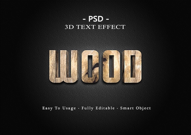 PSD wood 3d text style effect