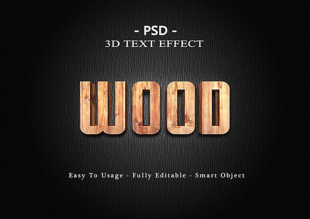 Wood 3d text style effect